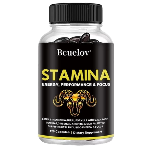 Bcuelov Horny Goat Weed Capsules, 120 Count - Formula with Maca, Tongkat Ali & Ginseng, Supports Energy, Performance , 2-Month Supply