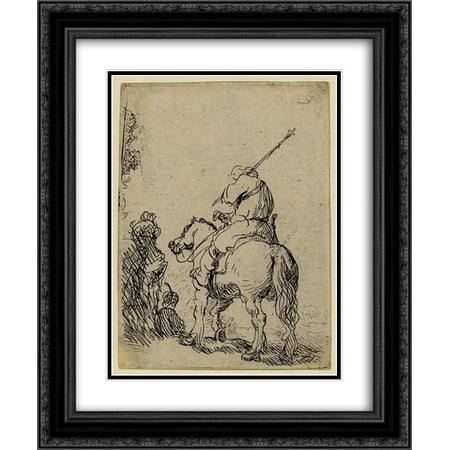 Rembrandt 2x Matted 20x24 Black Ornate Framed Art Print 'Turbaned soldier on horseback'