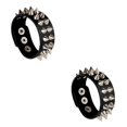 thumbnail image 1 of Minnieouse Pulseras con remaches góticos anchos, brazaletes Punk duraderos, joyería de moda estirable de cuero, regalo para mujeres, hombres, Negro 2piezas, 1 of 6
