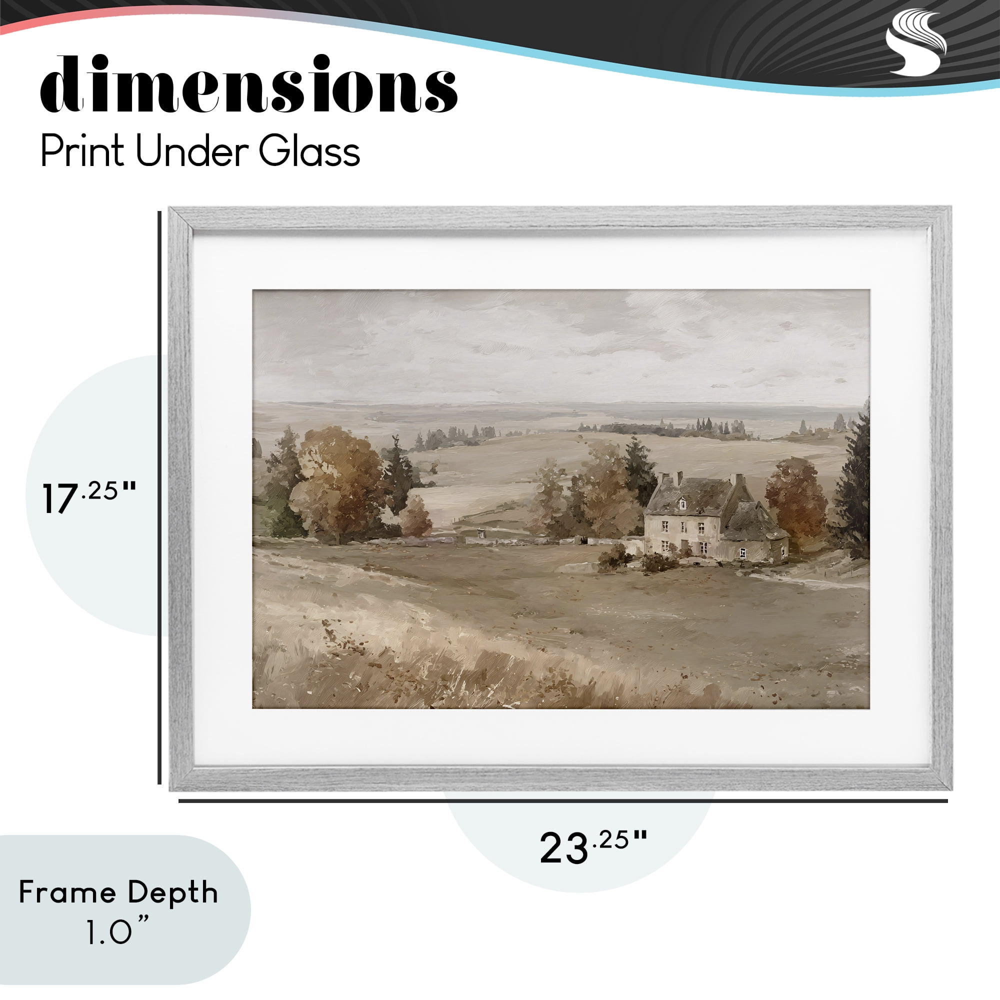Stupell Industries Quaint Cottage in Countryside Gray Framed Print Under Glass, design by Jacky Ngan