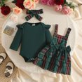 thumbnail image 3 of HCNTES Girls Clothes First Christmas Baby Girl Outfit Plaid Clothes Long Sleeve Romper Overall Pinafore Skirt Dress Cute Fall Winter Outfit Girls Cute Christmas Clothes, 3 of 9