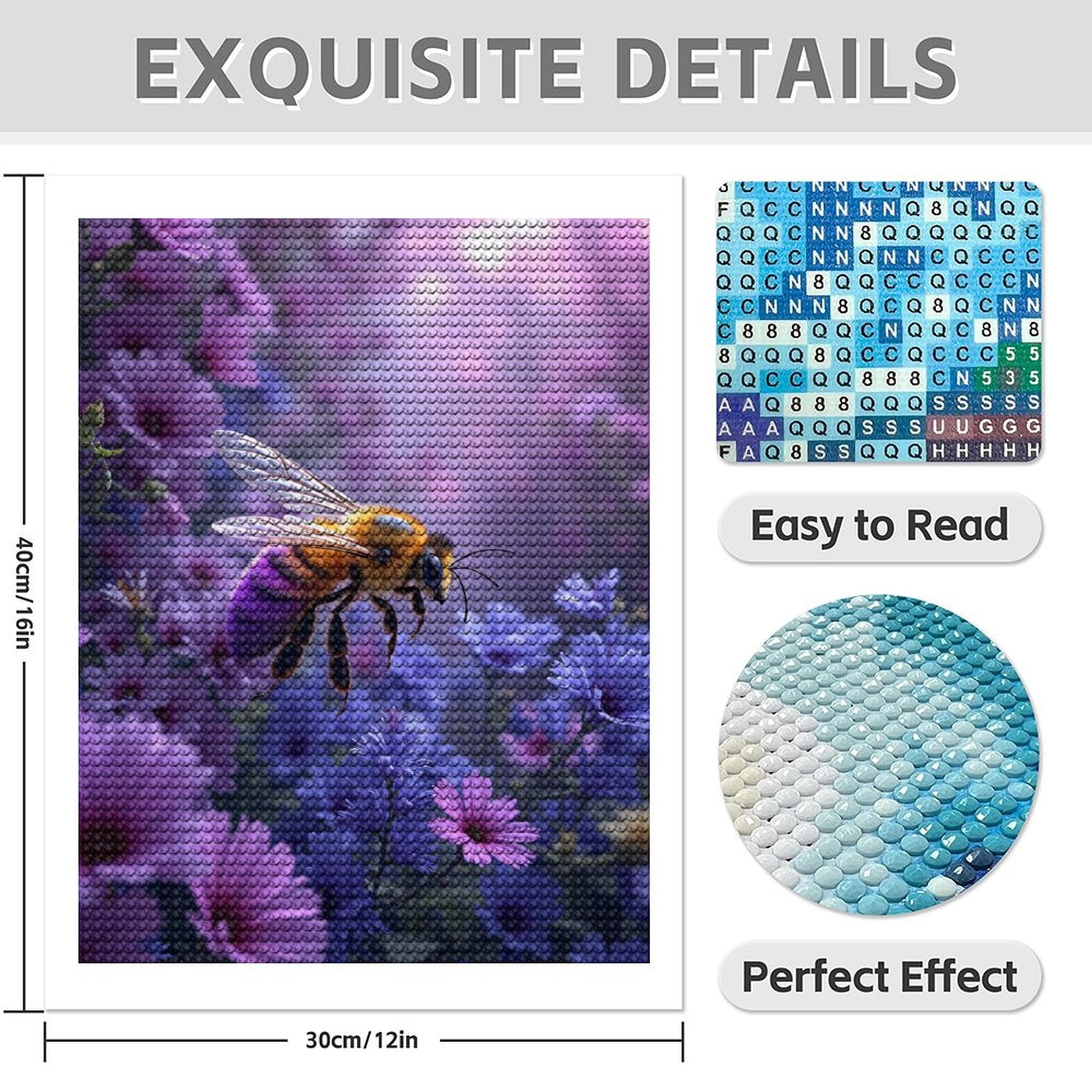 Diamond Art Kits for Adults - 5d Bee Among Vibrant Spring Flowers Diamond Painting for Adults, Diamond Art for Adults Beginners, Diamond Painting Kits for Adults for Home Wall Decor