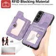 thumbnail image 3 of Phone Case for Samsung Galaxy S22 Plus S22+ 5G Wallet Cover with Screen Protector and Wrist Strap Lanyard RFID Credit Card Holder Ring Stand Cell Accessories S22+5G S22plus 22S + S 22 22+ Women Purple, 3 of 7