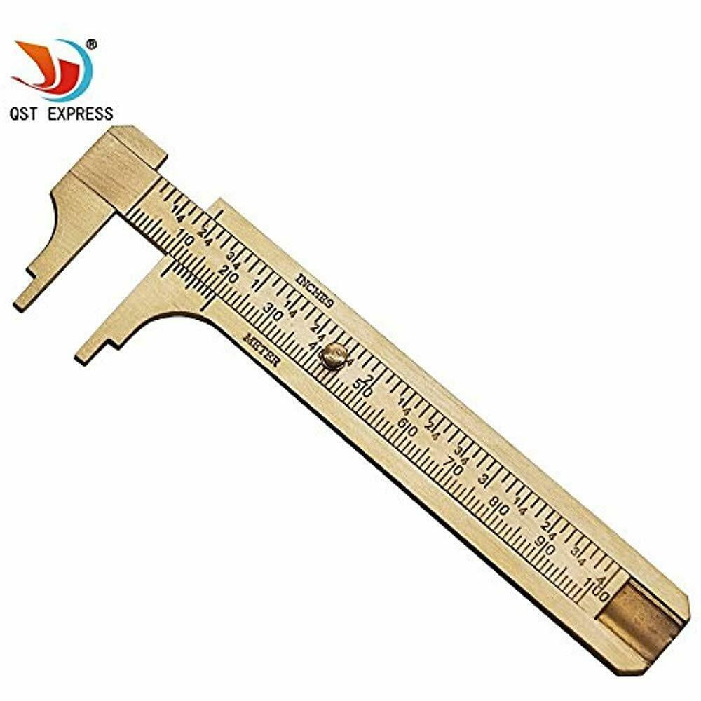 QST Measure Measurement Tool Pocket 0100mm Mini Brass Sliding Gauge
