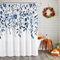thumbnail image 2 of Shower Curtain 36"W x 72"L Thanksgiving Autumn Blue Eucalyptus Leaves Fabric Shower Curtains Set with Hooks Water Repellent Bathroom Curtains Machine Washable Bathroom Accessories, 2 of 6