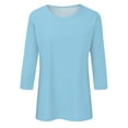 thumbnail image 4 of CHUANK T-Shirts pour Femmes à Manches Trois-Quarts, Coupe Ajustée à Motif Floral, T-Shirts Blancs, Chemises pour Femmes, Manches 3/4 au Coude, Col Rond, Chemises Décontractées pour Femmes, Liquidation, Blouses et Hauts Boho, Vert TG, 4 of 5
