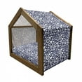 thumbnail image 2 of Navy Blue Pet House, Multi Designed Pattern with Hearts Butterflies Leafs and Dots Image, Outdoor & Indoor Portable Dog Kennel with Pillow and Cover, 5 Sizes, Navy Blue and White, by Ambesonne, 2 of 5