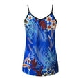 thumbnail image 3 of Playeras,Blusas y Tops,Ropa para Mujer Workout Tank Tops Mujer Top Camis Sexy imprimió Sleeveless Tank Womens V Cuck Crop Tops Chast Leaves Women's Blose (Blue, XL), 3 of 7