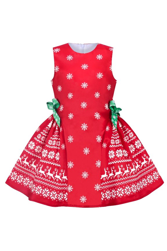 Girls Dress Red Reindeer Snowflakes Christmas Party Holiday 4 Years