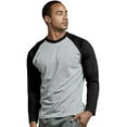 thumbnail image 2 of SLM Men's Long Sleeve Cotton Baseball Raglan Tee Shirt Jersey -Gray/Black-Medium, 2 of 5