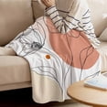thumbnail image 2 of Fleece Blanket Boho Modern Flower Line Sketch Art Blankets, Soft Cozy Warm Flannel Throw Blanket, Minimalist Color Block Blanket for Bed Couch Sofa,40x50In, 2 of 9
