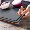 thumbnail image 6 of Linoroso Cutting Boards for Kitchen with Defrosting Tray Set of 3, Dishwasher Safe Plastic Cutting Board with Deep Juice Grooves - Lava Orange, 6 of 10