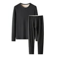 thumbnail image 1 of Men's Plus Size Autumn Winter Silk Wool Blend fleeced Lined Base Layer Set, Black, Size 6XL, 1 of 12