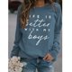 thumbnail image 2 of Sudadera de mujer con cuello redondo, diseño de patrón de letras, manga larga, sudadera informal holgada con capucha para uso diario, azul (fuente blanca) XL, 2 of 5