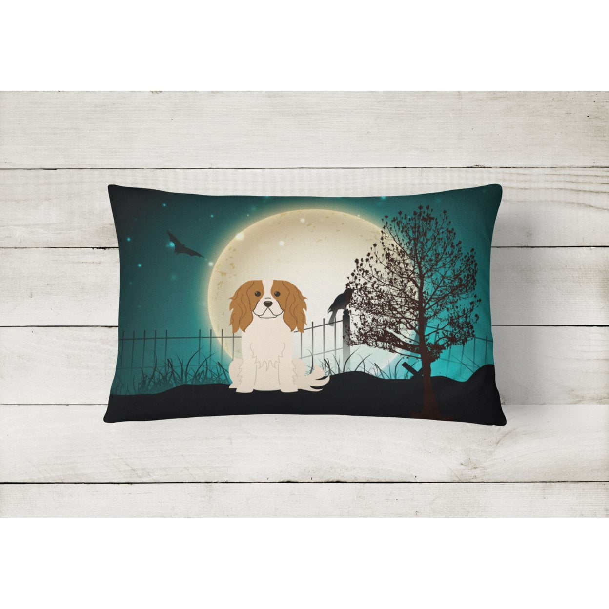 Carolines Treasures BB2248PW1216 Halloween Scary Cavalier Spaniel Canvas Fabric Decorative Pillow, 12H x16W, multicolor