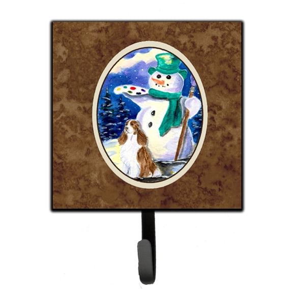 Carolines Treasures Artist Snowman with Boykin Spaniel Leash or Key Holder Single Hook multicolor