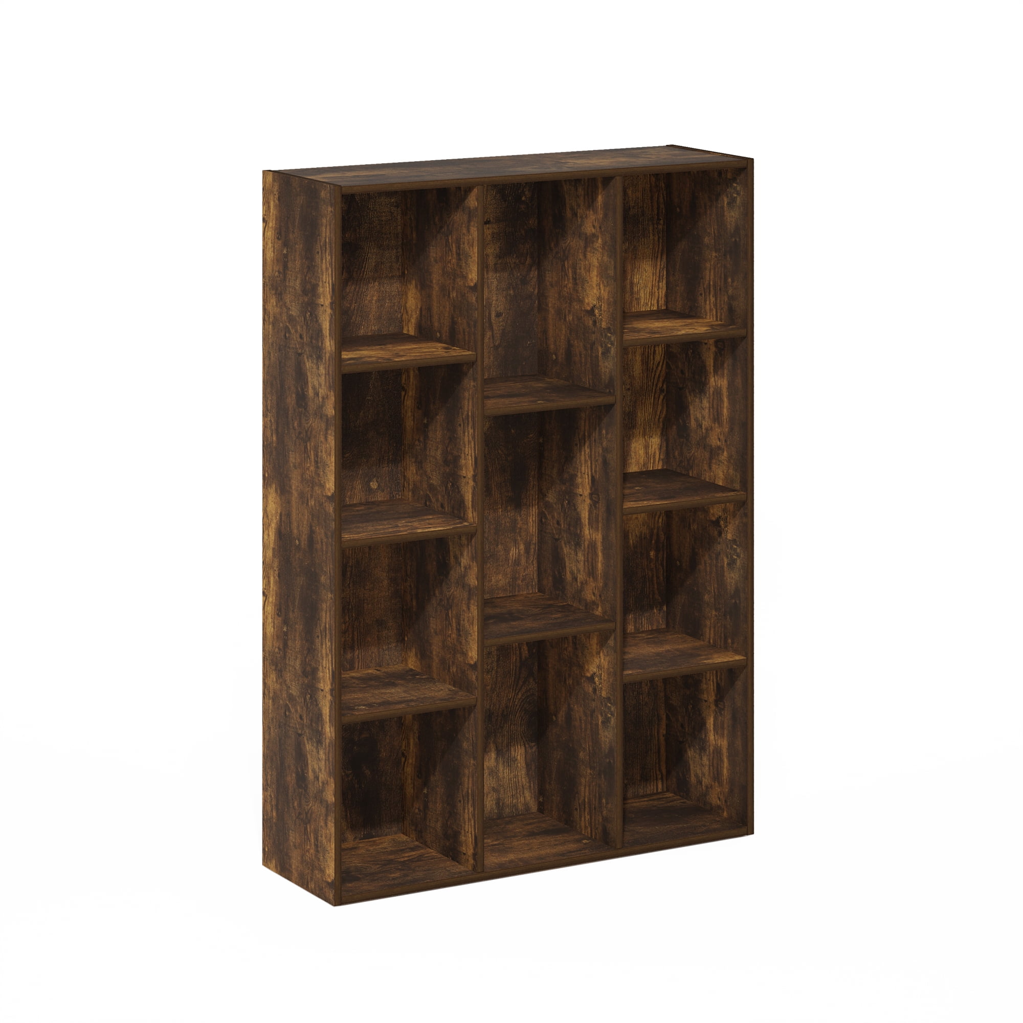 Furinno LUDER 11-Cube Reversible Open Shelf Bookcase in Amber Pine
