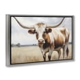 thumbnail image 4 of Stupell Industries Spotted Brown Longhorn Animals Painting Gray Floater Framed Canvas Art Print Wall Art, 25 x 17, 4 of 10