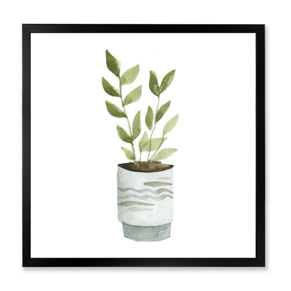 Designart 'Indoor Green Home House Plants in Pots II' Traditional Framed Art Print