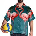 thumbnail image 4 of Flamingo Tropical Rainforest Men's Short Sleeve Poplin Shirts with Spread Collar Tops, Casual Printed Button Down Short Summer Beach Shirts for Men and Women, 4 of 6