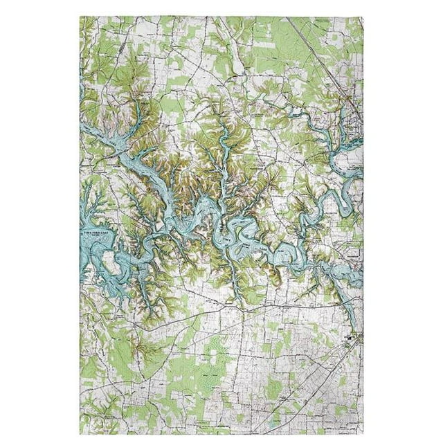 Betsy Drake GT613 Tims Ford Lake, TN Nautical Map Guest Towel