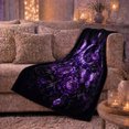 thumbnail image 6 of Purple Butterfly Crystal Crescent Moon and Peony Art, Soft Flannel Blanket, Home Decor for Fantasy Lovers, Bedroom and Reading Nook, Birthday Gift, Dark Floral Pattern, 6 of 9