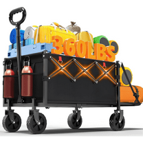 360LBS Heavy-Duty Wagons Carts Foldable, Collapsible Wagon Cart with Wheels and Tailgate, Folding Utility Wagon Carts for Groceries, Outdoor Camping, Shopping, Beach, Garden