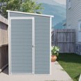 thumbnail image 2 of 4×8 FT Resin Outdoor Storage Shed with Floor, Weather Resistant Tool Shed with Lockable Door, Air Vent and Windows, Garden Cabinet Organization for Patio Backyard Lawn, Gray, 2 of 7