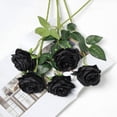 thumbnail image 3 of Morttic Halloween Black Artificial Flowers Silk Black Roses Real Touch Bridal Wedding Bouquet for Home Garden Party Floral Decor 10 Pcs (Black), 3 of 7
