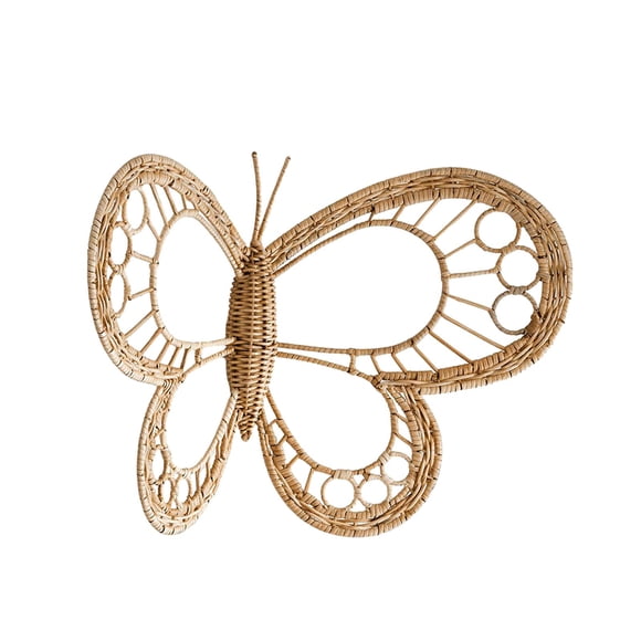 Arte De Mariposa Sunnimix Decoración De Pared Corona De Ratán Rústica 35,5 cm x 33 cm