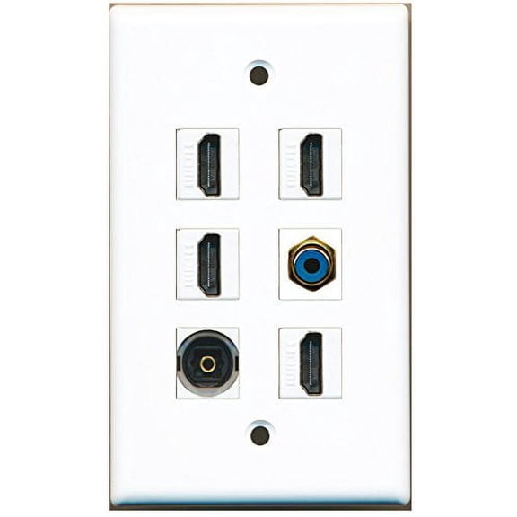 RiteAV - 4 HDMI 1 Port RCA Blue 1 Port Toslink Wall Plate