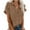 Light Brown, variant on Womens Button Down Shirts Pocket Cap Sleeve Solid Color Tops