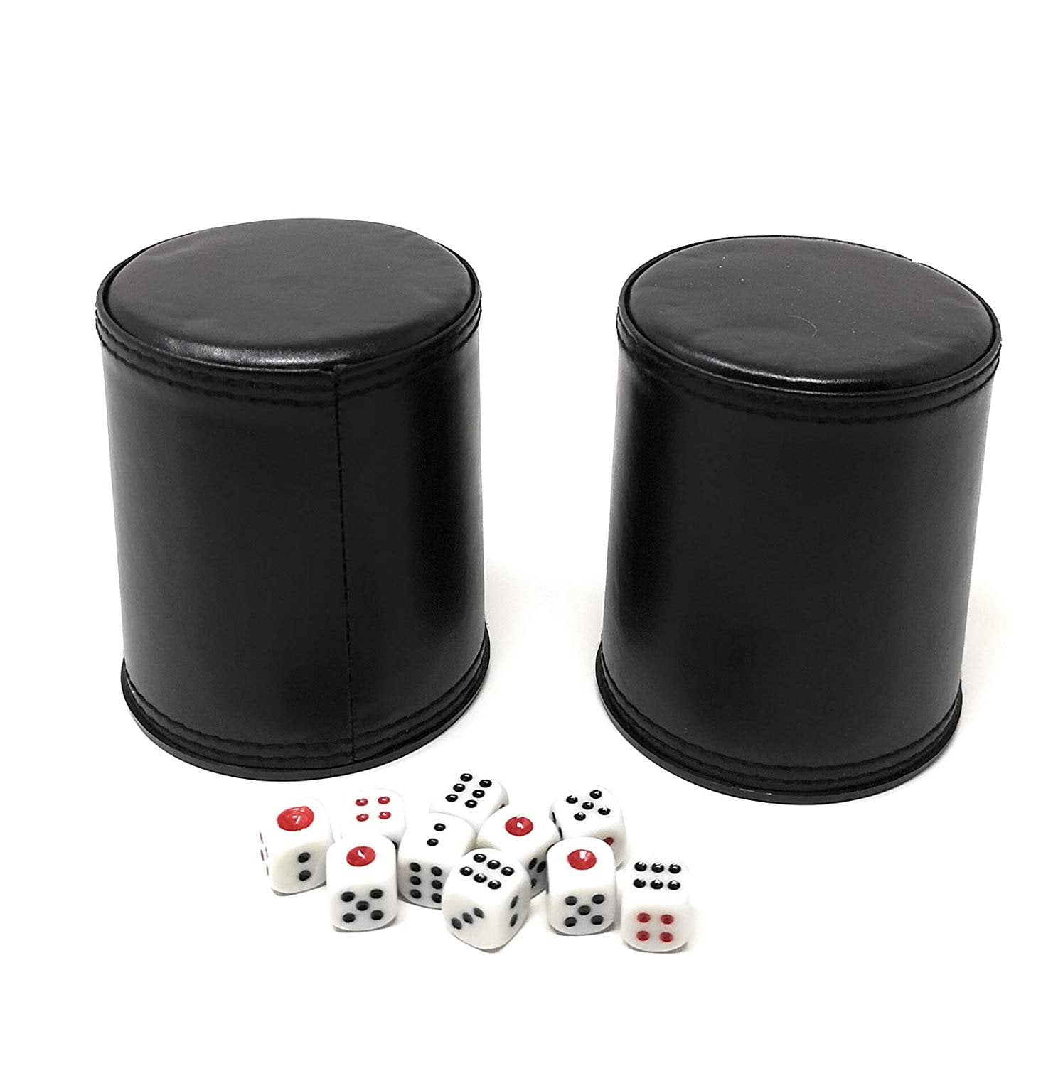 DICE CUP 100 % LEATHER POKER BAR GAMES CASINO SHAKER  and 5 Dice 16mm 