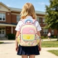 thumbnail image 2 of Lightweight Color Contrast Mini Backpack with Bead Decor, Multi Compartment Portable Travel School Daily Shoulder Bag, 2 of 2