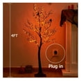 Lighted Tree with 150 Orange Fairy Lights 4FT, Spooky Black Tree Lights