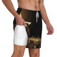thumbnail image 2 of Balery Gold Glittering Stars Mens Swim Trunks Swim Shorts for Men Quick Dry Inseam Beach Shorts with Compression Liner Pocket-Large, 2 of 9
