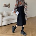 thumbnail image 1 of Falda de estilo coreano para mujer, falda larga Retro de cintura alta, elástica, nuevo diseño, vestido de una palabra, 1 of 3