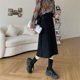 thumbnail image 1 of Falda de estilo coreano para mujer, falda larga Retro de cintura alta, elástica, nuevo diseño, vestido de una palabra, 1 of 3