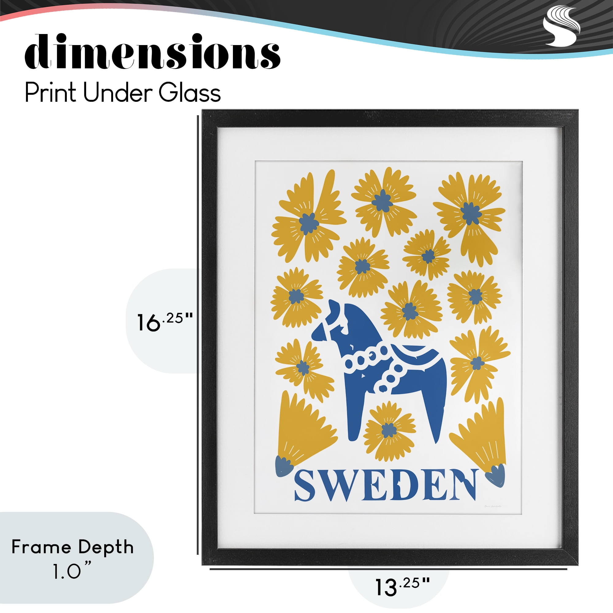 Stupell Industries Swedish Folk Flowers Black Framed Print Under Glass, design by Omar Escalante