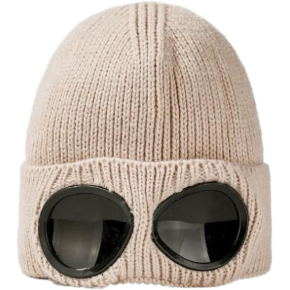 Boggle Boyz Beanie, Unisex Winter Ski Beanie Hat with Goggle, Winter Hat with Built in Goggles