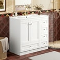 thumbnail image 5 of Harper & Bright Designs 36" Modern Bathroom Vanity with Sink, Bathroom Cabinet Freestanding with Drawers, Wood Bathroom storage Cabinet with Soft Close Doors, White, 5 of 15