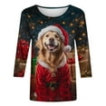 thumbnail image 5 of successthop Womens Christmas Ugly Shirts Dog Graphic Plus Size 3/4 Sleeve Tee Oversized Crewneck Top Loose Clothes Red S, 5 of 5