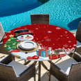 thumbnail image 6 of Red Snowman Christmas Round Tablecloth, Fitted Table Cover with Elastic for 36"-44" Round Tables, Xmas Tree Gifts Snowflake Winter Table Cloth Outdoor Indoor Dinning Party Waterproof Tablecloths, 6 of 7