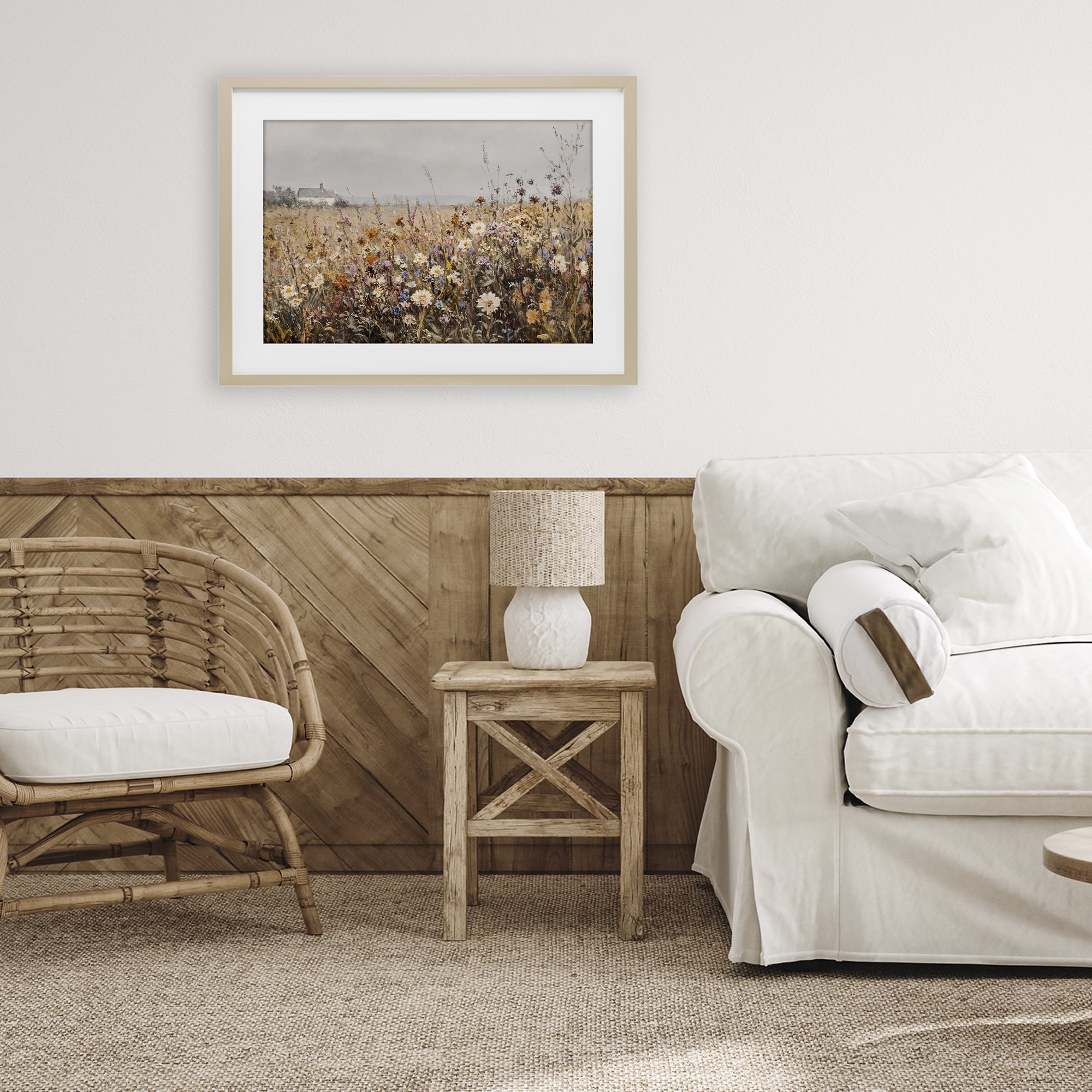 Stupell Industries Quaint Cottage Meadow Birch Framed Print Under Glass, design by Jacky Ngan
