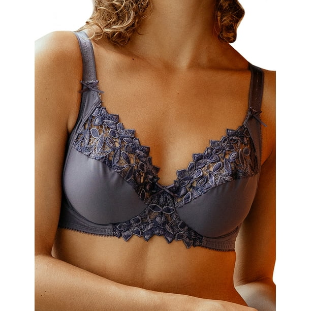 Guy de France 11001-5 Grey Floral Embroidered Non-Padded Underwired Full  Cup Bra 42E 