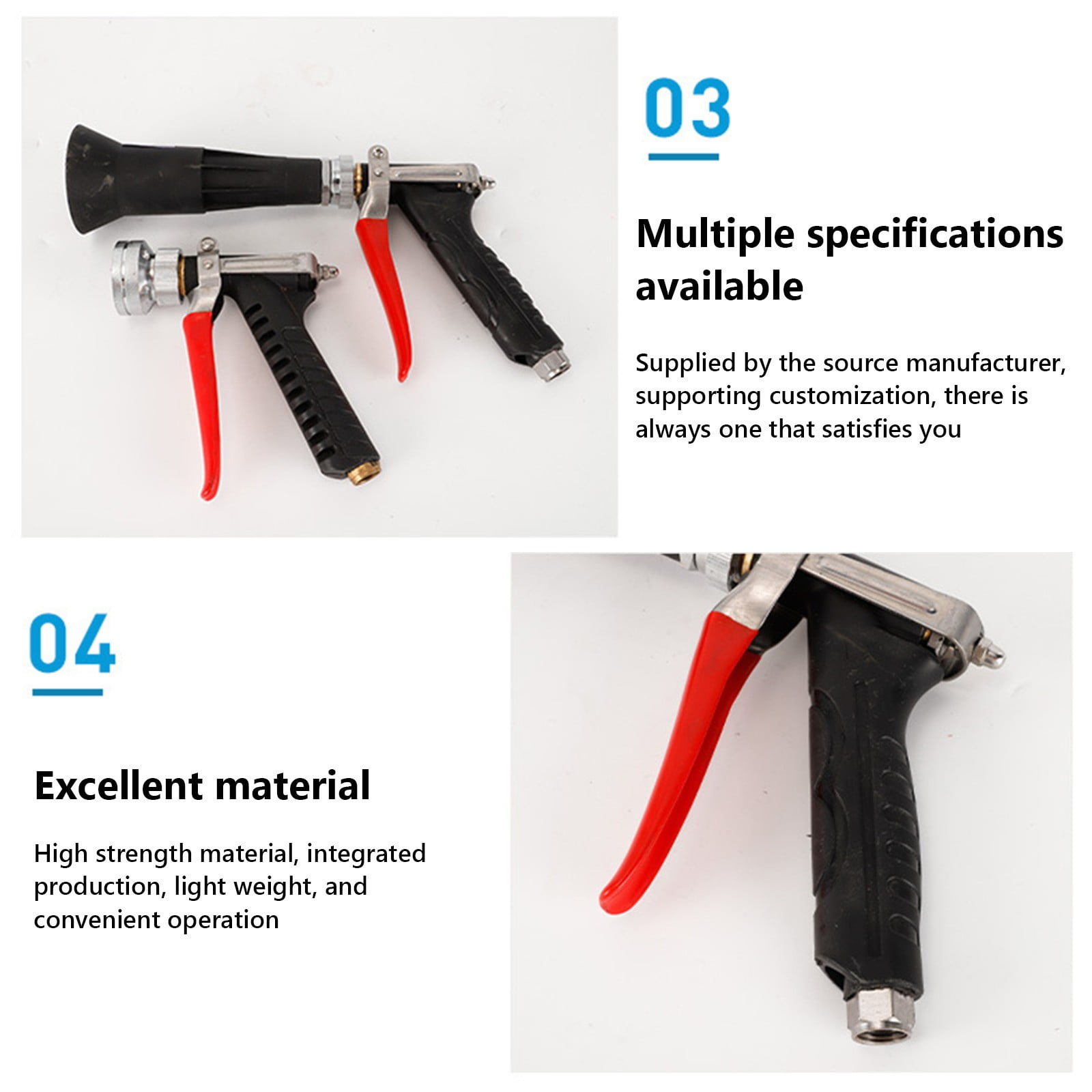 SCNOR Heavy Duty Garden Hose Nozzle, High Pressure Adjustable Spray Gun with Ceramic Tip, Wind Resistant, 3 Spray Patterns for Car Washing, Gardening & Outdoor Cleaning