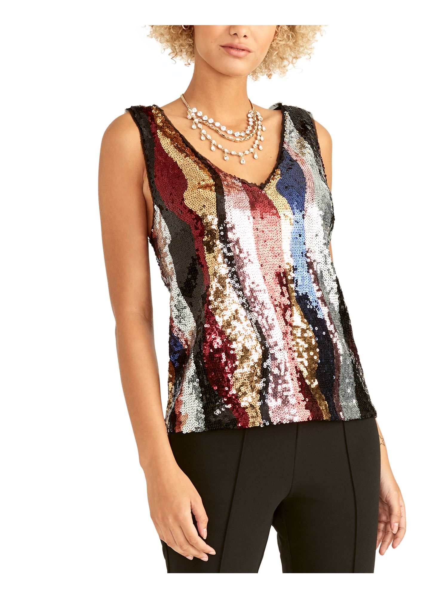 womens pink sequin top