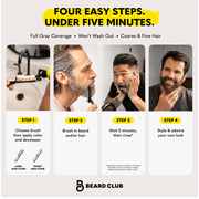 The Beard Club Permanent Hair and Beard Dye for Men, Reusable 5 Minute Color Kit, Dark Brown