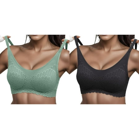 Kcodviy 2 Pcs Woman Lace Thin Underwear Small Bras Female Transparent Bras for Pack of Bras for Women Lace Lingerie Bras for Plus Size Women Bralette for Ladies
