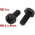 thumbnail image 2 of Uxcell M2.5 x 6mm Nylon  Cross Pan Head Machine Screws Black 50 PCS, 2 of 2